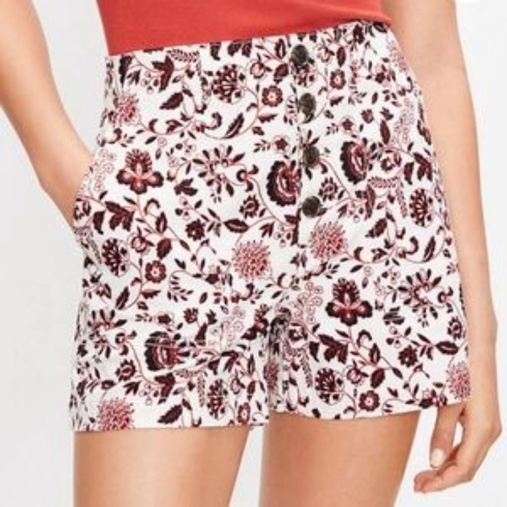 Loft Ann Taylor floral paisley button fly shorts
